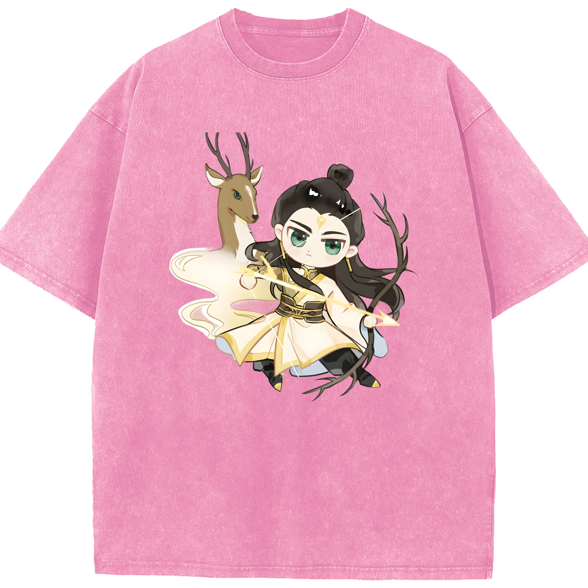 （画像用） Ne Zha 2 ナタ 魔童の大暴れ 綿100% ヴィンテージ風 半袖Tシャツ（フロントプリント）